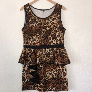 Leopard Print Dress with Peplum